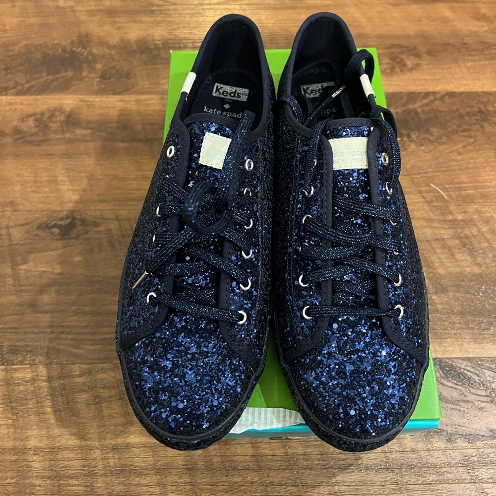 NWT Keds by Kate Spade Blue Sparkle Tennis Shoes Sz. 11